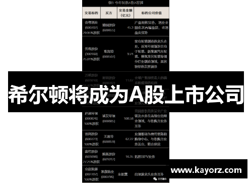 希尔顿将成为A股上市公司